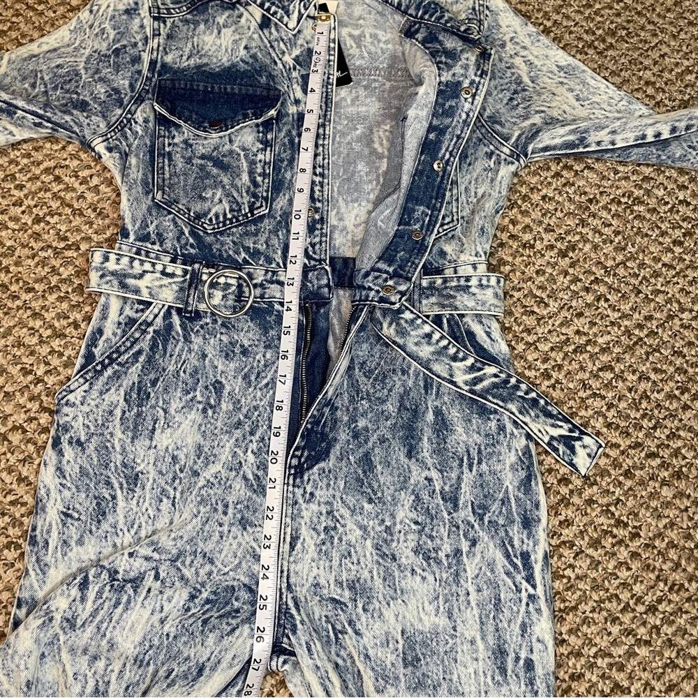 Nasty Gal Bleach Dyed Denim Boiler Suit - Blue - Picture 10 of 16